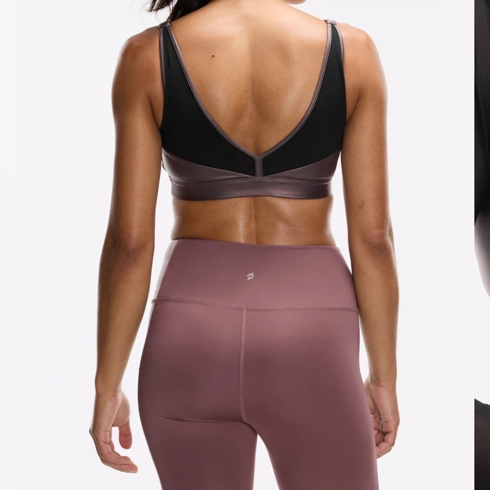 PelotonXJessKing Sports Bra V Back Scoop Neck Shine Metallic Green Size Large - Picture 7 of 8